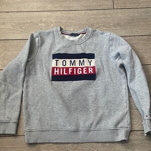 Tommy Hilfiger Light Gray Sweatshirt with Navy, White & Red Logo